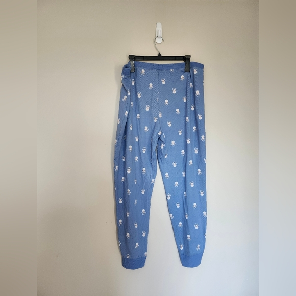 LC Lauren Conrad Snowman 2 Piece Pajamas Set Blue White Soft Jogger Pants XL - Picture 7 of 7